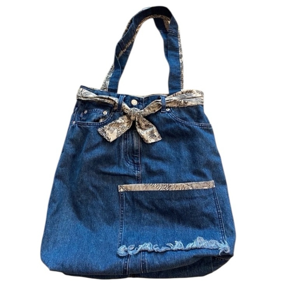 Denim Jeans Womens Boho Shabby Chic Tote Bag High Quality Lined Pockets Unique
